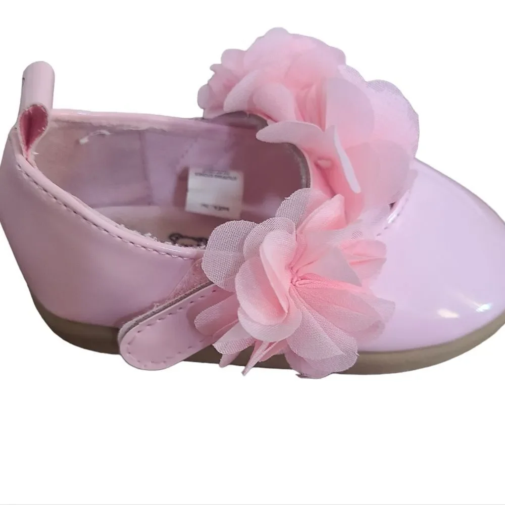 Koala Baby Shoes Dress Pink‎ Patent Leather With Fabric Roses Sz 4 NWOT